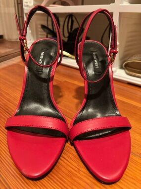NWOT Nine West Reina Red Open-Toe Ankle Strap Heels